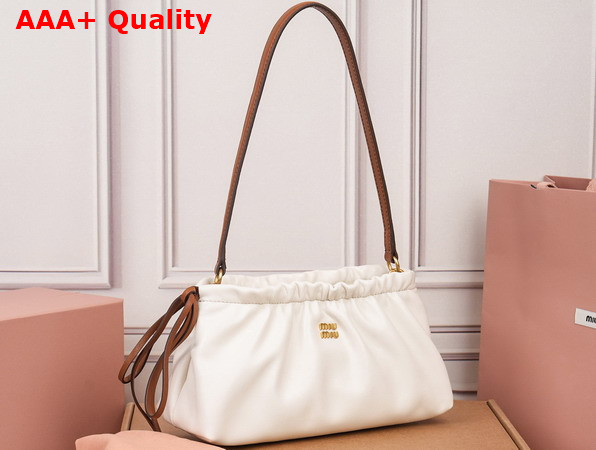 Miu Miu Nappa Leather Pouch White and Caramel 5NE030 Replica