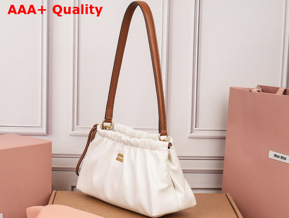 Miu Miu Nappa Leather Pouch White and Caramel 5NE030 Replica