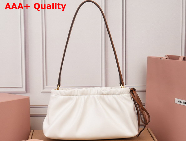 Miu Miu Nappa Leather Pouch White and Caramel 5NE030 Replica