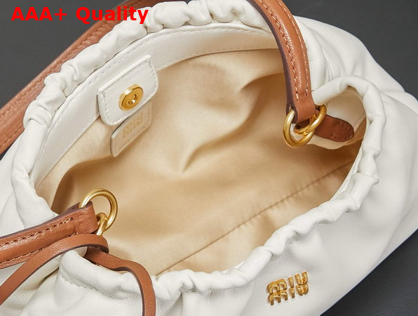 Miu Miu Nappa Leather Pouch White and Caramel 5NE030 Replica