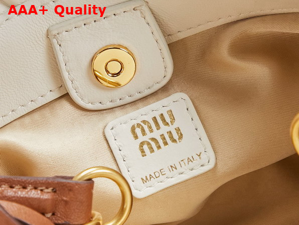 Miu Miu Nappa Leather Pouch White and Caramel 5NE030 Replica