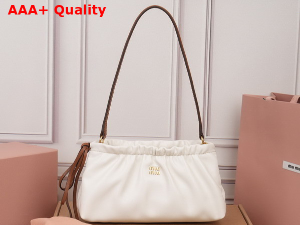 Miu Miu Nappa Leather Pouch White and Caramel 5NE030 Replica