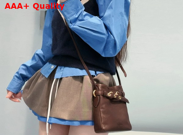 Miu Miu Nappa Leather Pouch in Briarwood 5NR461 Replica