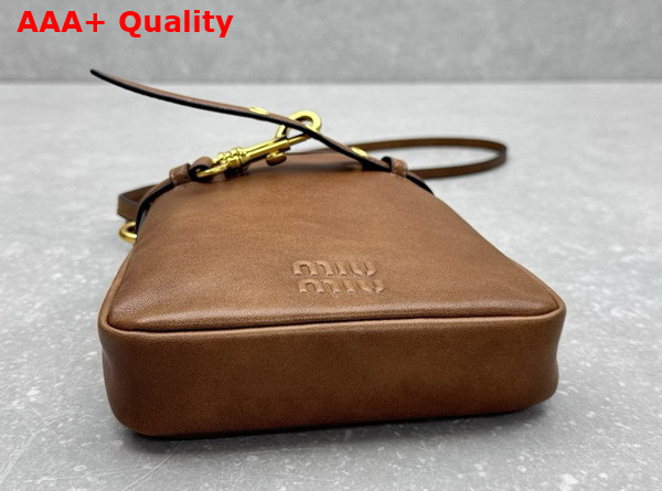 Miu Miu Nappa Leather Pouch in Oak 5NR461 Replica