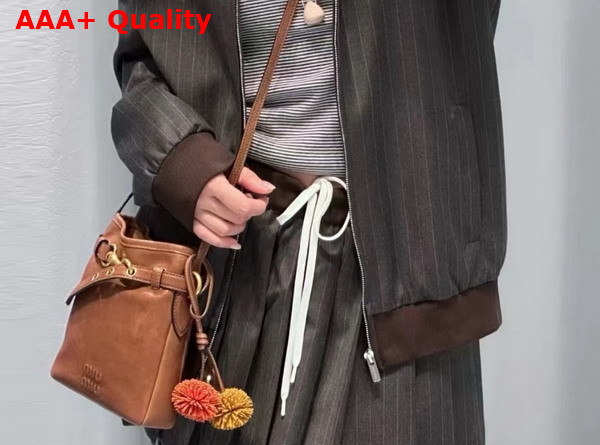 Miu Miu Nappa Leather Pouch in Oak 5NR461 Replica