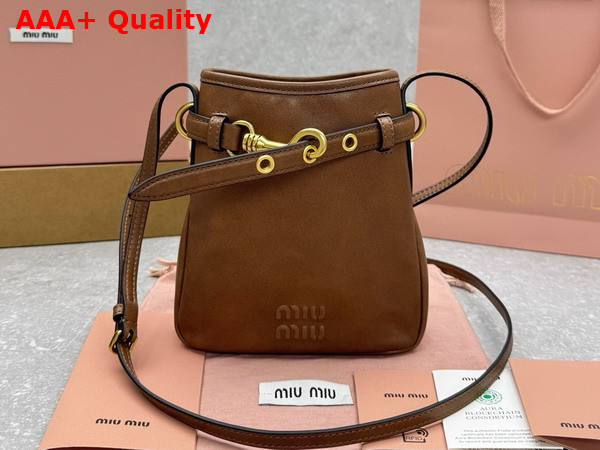 Miu Miu Nappa Leather Pouch in Oak 5NR461 Replica