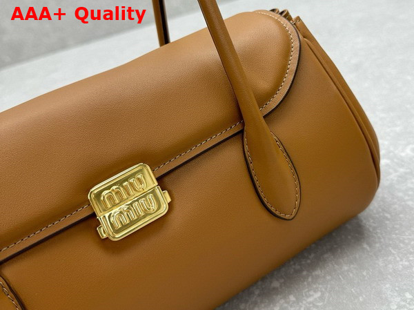 Miu Miu Nappa Leather Shoulder Bag in Cognac 5BD265 Replica