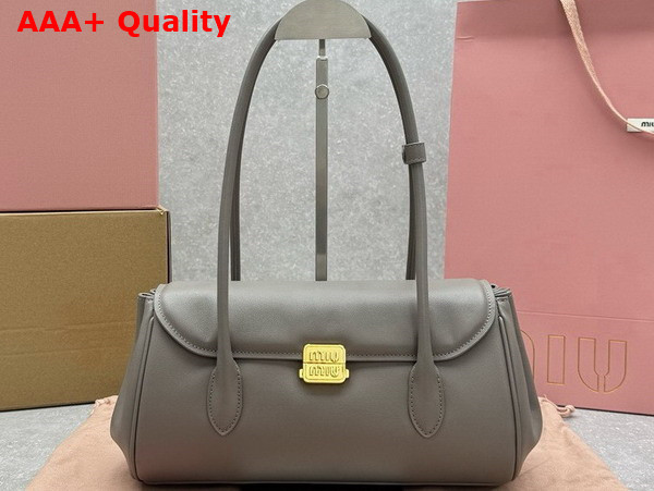 Miu Miu Nappa Leather Shoulder Bag in Grey 5BD265 Replica