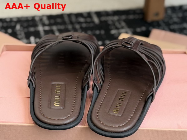Miu Miu Nappa Leather Slides in Briarwood 5XX669 Replica