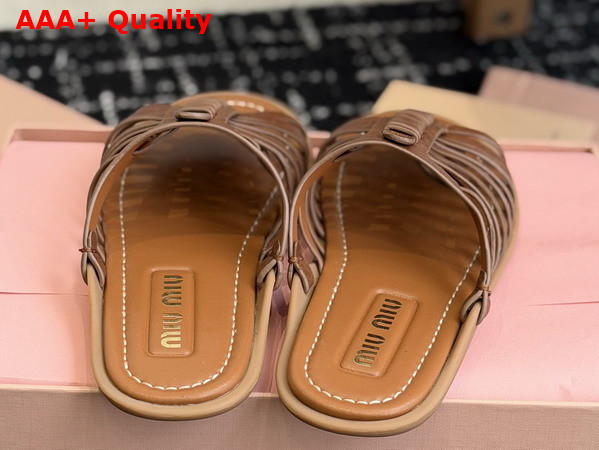 Miu Miu Nappa Leather Slides in Oak 5XX669 Replica
