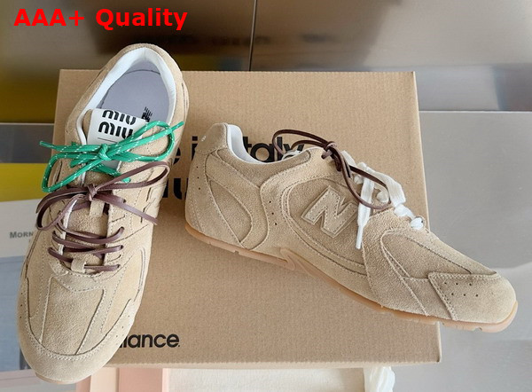 Miu Miu New Balance X Miu Miu 530 SL Suede Sneakers in Ecru Replica