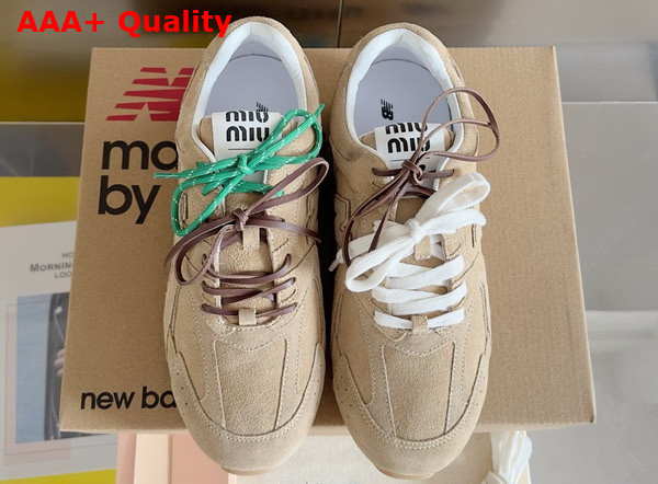 Miu Miu New Balance X Miu Miu 530 SL Suede Sneakers in Ecru Replica