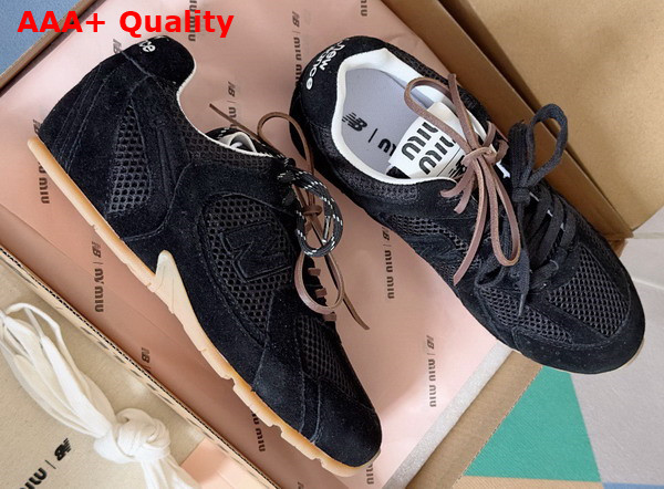 Miu Miu New Balance X Miu Miu 530 SL Suede and Mesh Sneakers in Black Replica