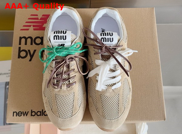 Miu Miu New Balance X Miu Miu 530 SL Suede and Mesh Sneakers in Ecru Replica