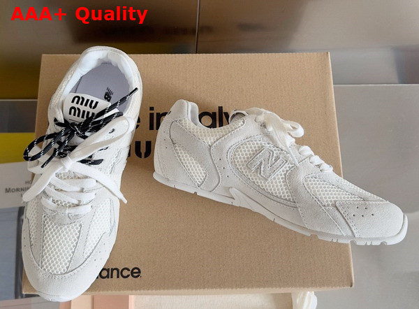Miu Miu New Balance X Miu Miu 530 SL Suede and Mesh Sneakers in White Replica