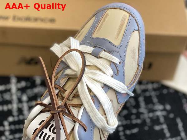 Miu Miu New Balance x Miu Miu 530 SL Deco Calf Leather Mules Sky Blue Travertine Gray 5E333E Replica
