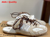 Miu Miu New Balance x Miu Miu 530 SL Deco Calf Leather Mules Travertine Gray White 5E333E Replica