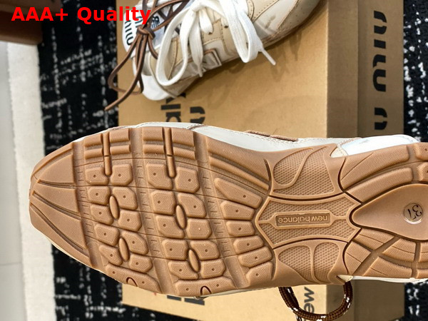 Miu Miu New Balance x Miu Miu 530 SL Deco Calf Leather Mules Travertine Gray White 5E333E Replica
