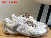 Miu Miu New Balance x Miu Miu 530 SL Patent Leather and Mesh Sneakers White and Silver 5E165E Replica