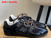 Miu Miu New Balance x Miu Miu 530 SL Patent Leather and Mesh Sneakers in Black 5E165E Replica