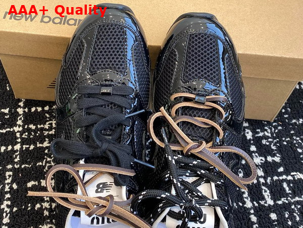 Miu Miu New Balance x Miu Miu 530 SL Patent Leather and Mesh Sneakers in Black 5E165E Replica