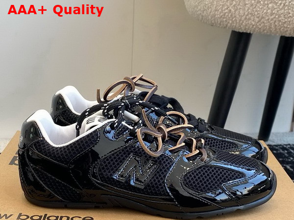 Miu Miu New Balance x Miu Miu 530 SL Patent Leather and Mesh Sneakers in Black 5E165E Replica