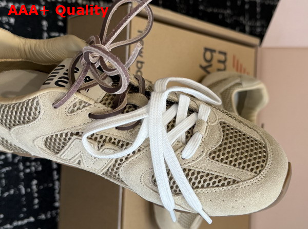 Miu Miu New Balance x Miu Miu 530 SL Suede and Mesh Sneakers in Butter Yellow 5E165E Replica