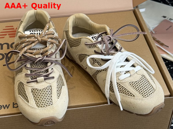 Miu Miu New Balance x Miu Miu 530 SL Suede and Mesh Sneakers in Butter Yellow 5E165E Replica