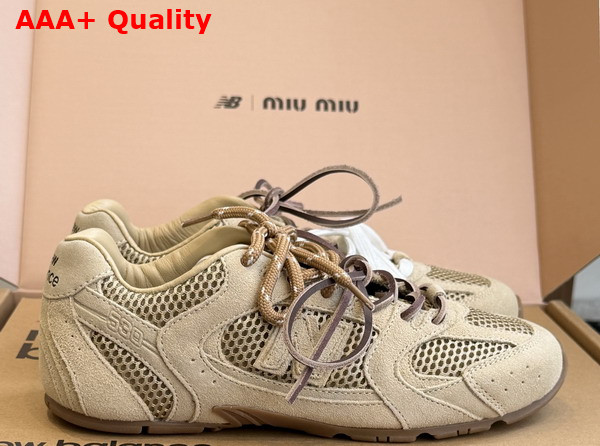 Miu Miu New Balance x Miu Miu 530 SL Suede and Mesh Sneakers in Butter Yellow 5E165E Replica