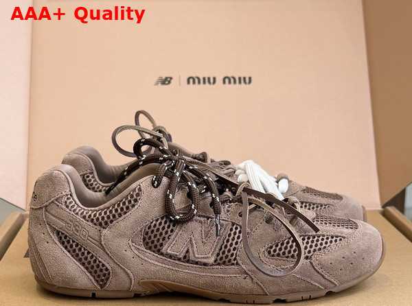 Miu Miu New Balance x Miu Miu 530 SL Suede and Mesh Sneakers in Hazelnut 5E165E Replica