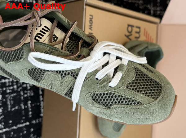 Miu Miu New Balance x Miu Miu 530 SL Suede and Mesh Sneakers in Sage Green 5E165E Replica