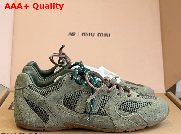 Miu Miu New Balance x Miu Miu 530 SL Suede and Mesh Sneakers in Sage Green 5E165E Replica