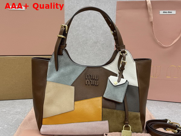 Miu Miu Patchwork Leather Handbag in Oak 5BA304 Replica