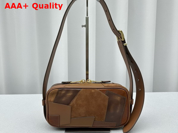 Miu Miu Patchwork Leather Shoulder Bag in Cognac 5BC158 Replica