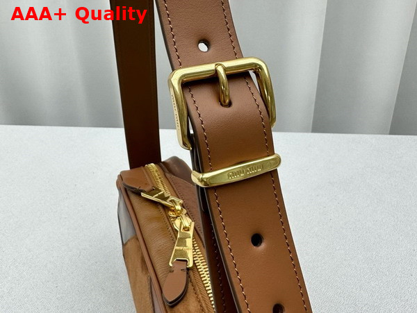 Miu Miu Patchwork Leather Shoulder Bag in Cognac 5BC158 Replica