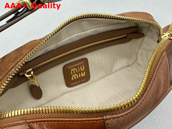 Miu Miu Patchwork Leather Shoulder Bag in Cognac 5BC158 Replica