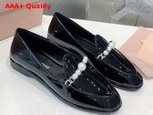 Miu Miu Patent Leather Loafers in Black 5D586D Replica