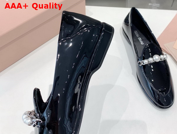 Miu Miu Patent Leather Loafers in Black 5D586D Replica