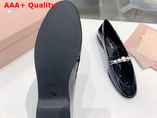 Miu Miu Patent Leather Loafers in Black 5D586D Replica