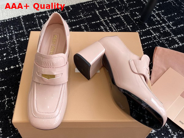 Miu Miu Patent Leather Penny Loafers in Pink Replica