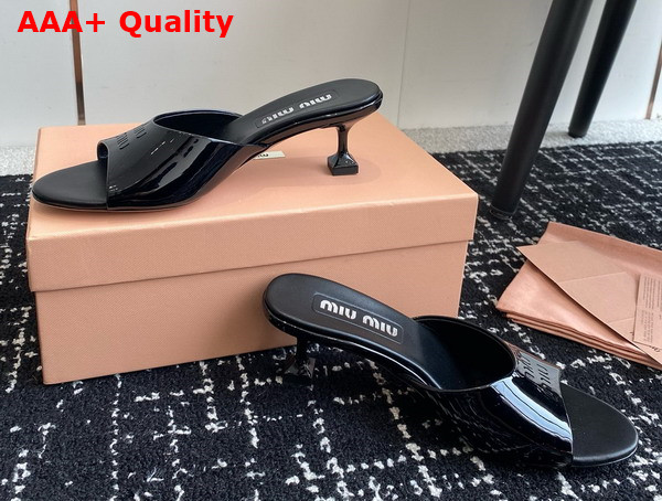 Miu Miu Patent Leather Sandals in Black 5XX603 Replica