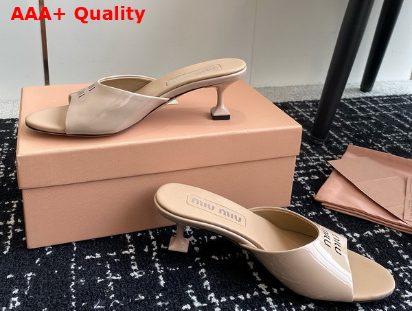 Miu Miu Patent Leather Sandals in Nude 5XX603 Replica