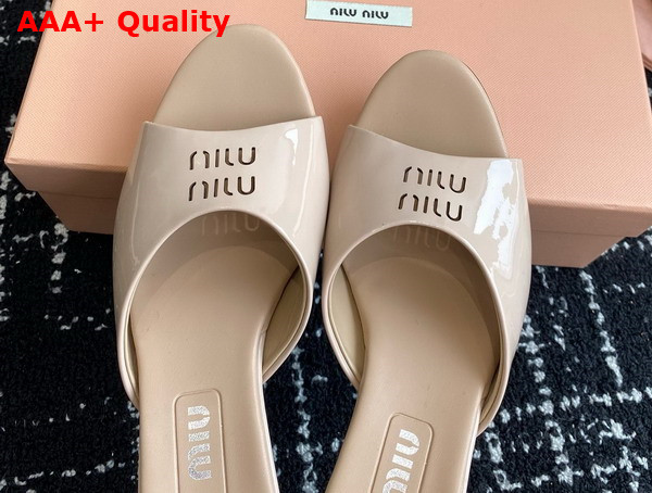Miu Miu Patent Leather Sandals in Nude 5XX603 Replica