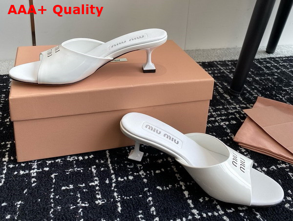 Miu Miu Patent Leather Sandals in White 5XX603 Replica
