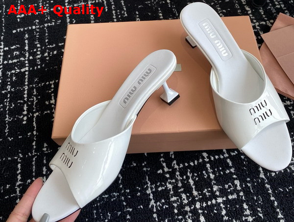 Miu Miu Patent Leather Sandals in White 5XX603 Replica