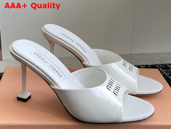 Miu Miu Patent Leather Sandals in White 5XX603 Replica