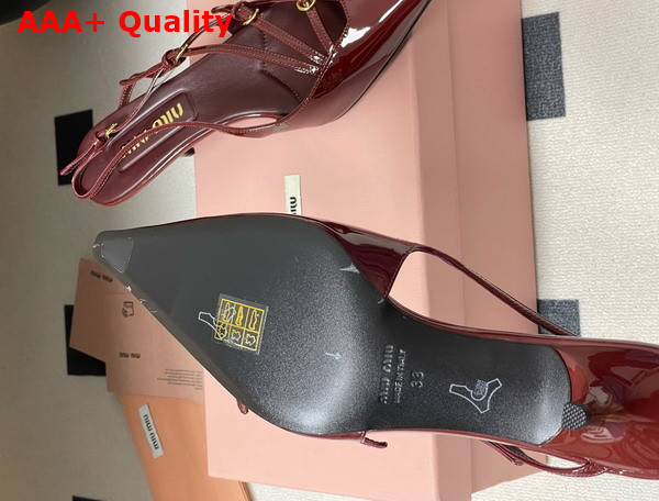 Miu Miu Patent Leather Slingbacks with Buckles in Crimson 5I013E Replica