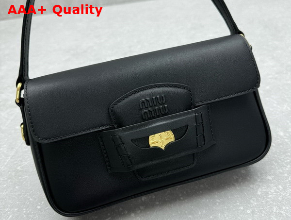 Miu Miu Penny Leather Bag in Black 5BD270 Replica
