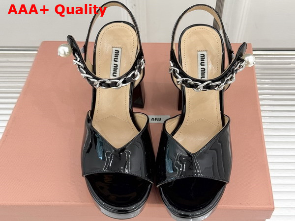 Miu Miu Platform Sandal in Black Patent Leather Replica