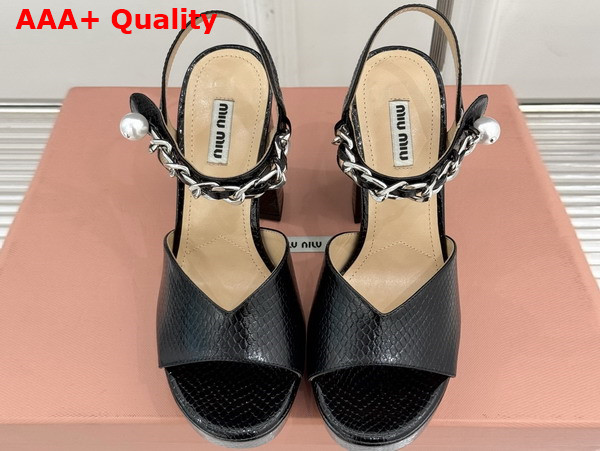 Miu Miu Platform Sandal in Black Python Leather Replica